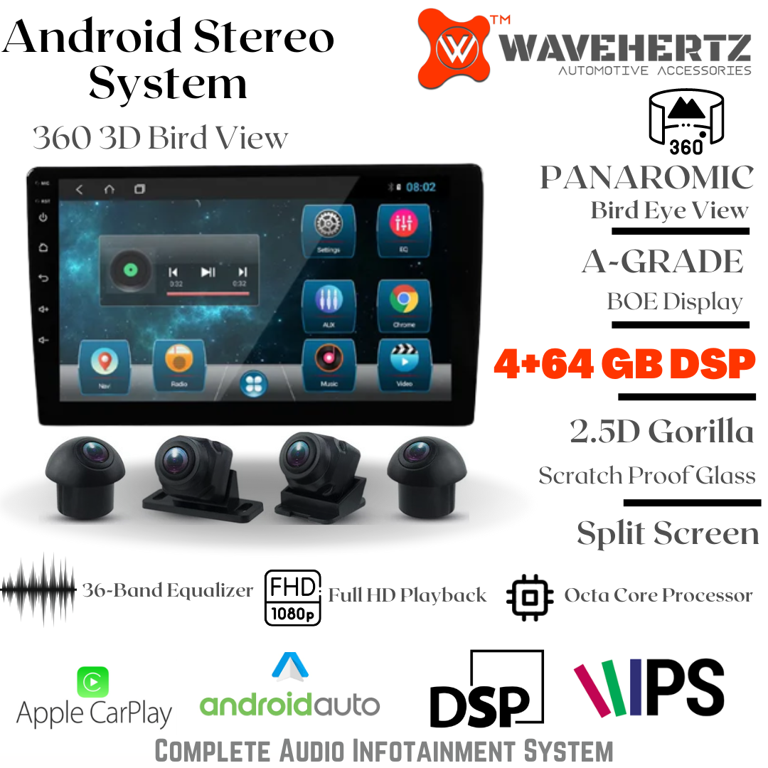 android stereo 9 inch 4Gb 64Gb with 3D 360 Degree inbuilt camera