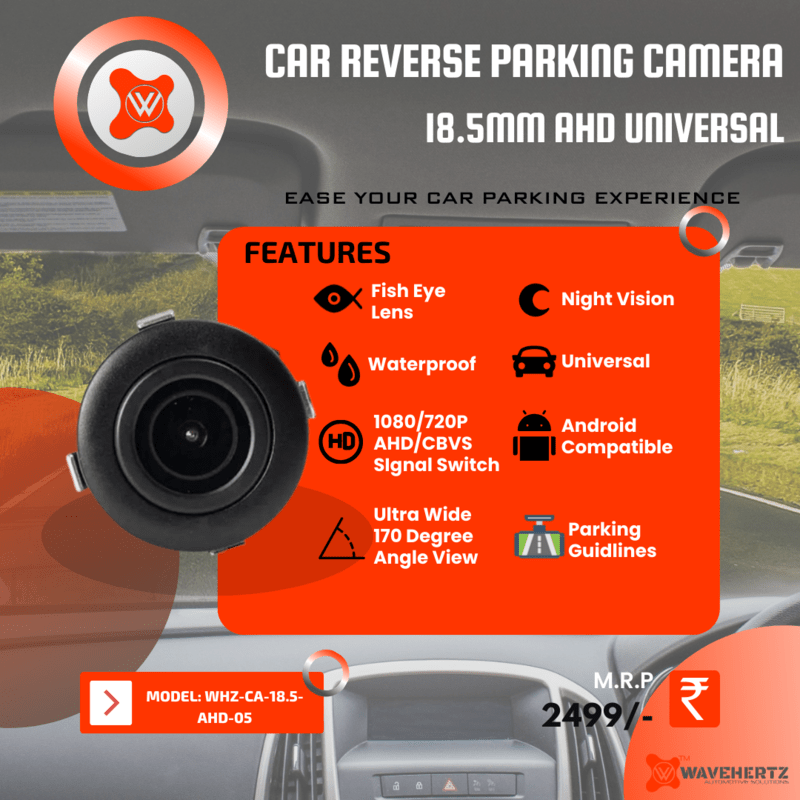 Universal AHD Rear View Bumper Camera | Universal AHD Quality Reverse Parking Camera | Fish Eye | Wide Angle View | Night Vision | Waterproof | Android Stereo Compatible