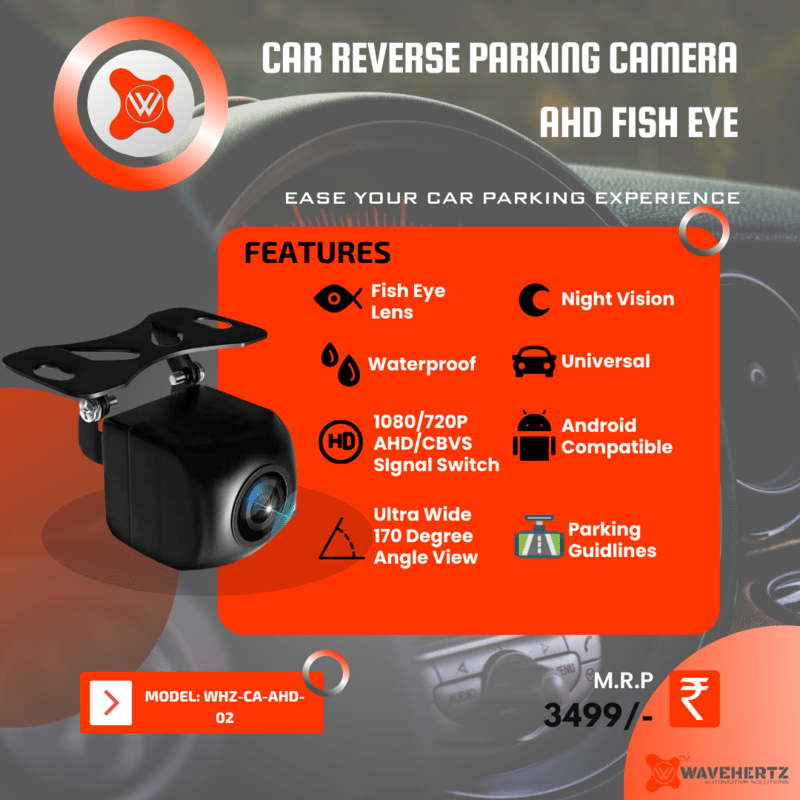 Universal AHD Rear View Camera | AHD Rear Number Plate Reverse Parking Camera | Fish Eye | Wide Angle View | Night Vision | Waterproof | Android Stereo Compatible