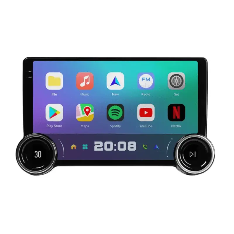 Universal Diamond 2K Gemstone 10.1 Inch Android Car Stereo Dual Knobs | 4GB RAM | 32GB ROM | Wireless Apple CarPlay | Android Auto | QLED Display | DSP | Wi-Fi | Quad Core CPU | Bluetooth | GPS Navigation Support | AHD Reverse Camera