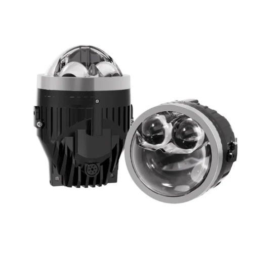 Universal 3 Inch Dual Eye Tri Color LED Projector Fog Lamp | Bi-LED Double Lens Tri Color Projector Fog Light